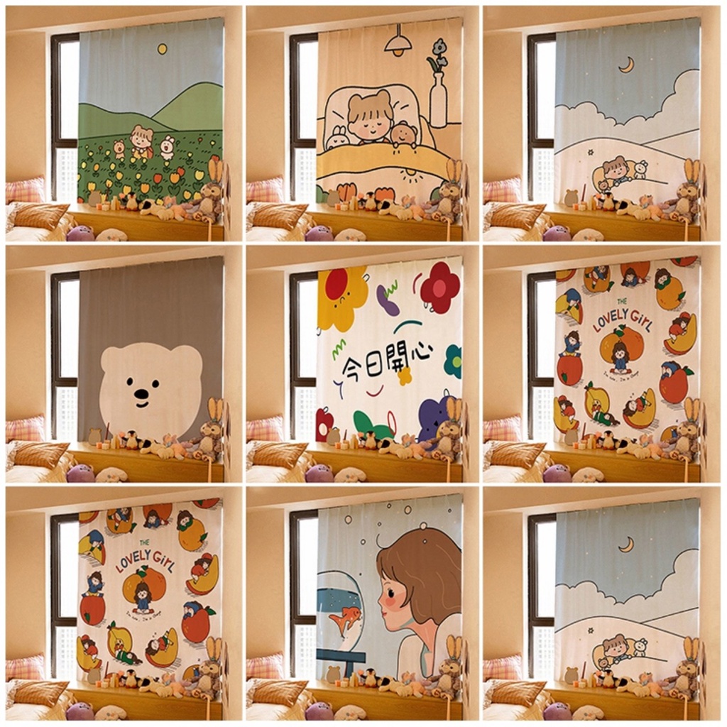 Rèm cửa sổ dán tường họa tiết dễ thương decor nhà cửa thêm xinh