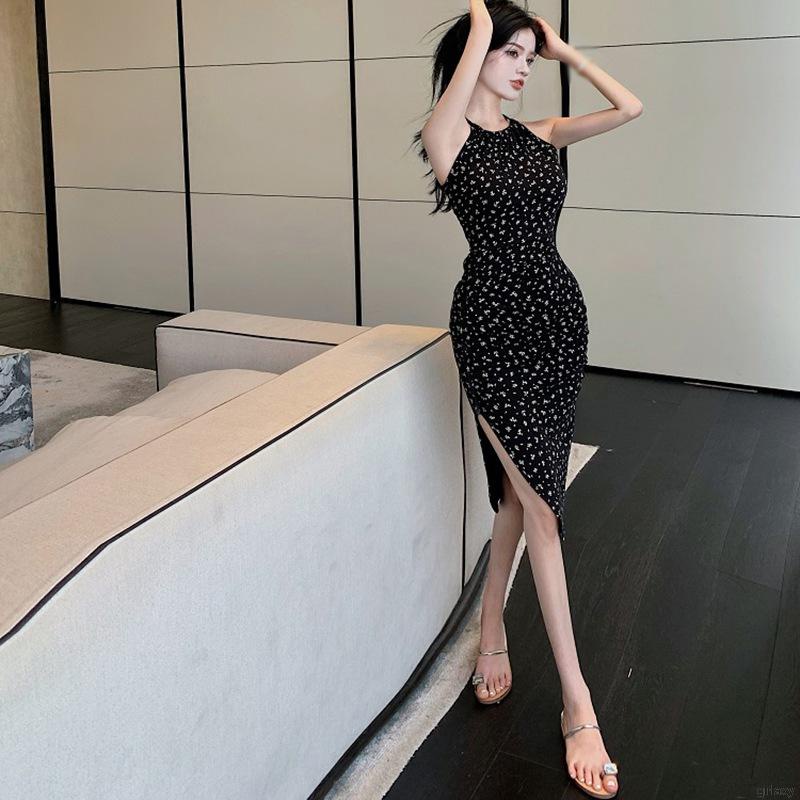 Đầm Hai Dây Xẻ Tà Họa Tiết Hoa Thời Trang Mùa Hè Quyến Rũ Cho Nữ