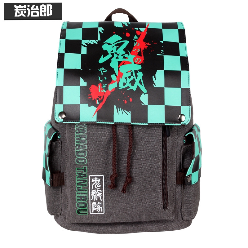 Ba lô canvas họa tiết hoạt hình Anime demon slayer kamado tanjirou kamado nezuko agatsuma zenitsu