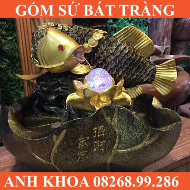 Cầu (bi) thuỷ tinh vào thác nước phong thuỷ - Gốm sứ Bát Tràng Anh Khoa