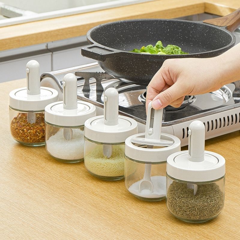 Lọ đựng gia vị thủy tinh kèm muỗng tùy chỉnh LGV1 tiện lợi