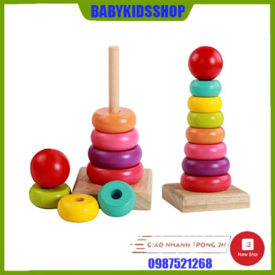 [RẺ VÔ ĐỊCH] Đồ chơi tháp cầu vồng gỗ size lớn cho bé
