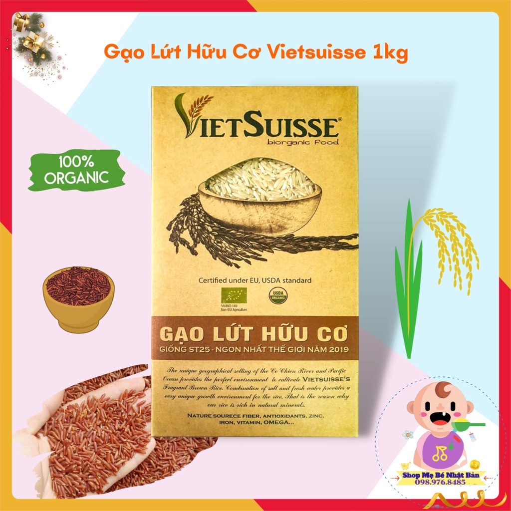 Gạo Hữu Cơ, Gạo Lứt Hữu Cơ Vietsuisse 1kg