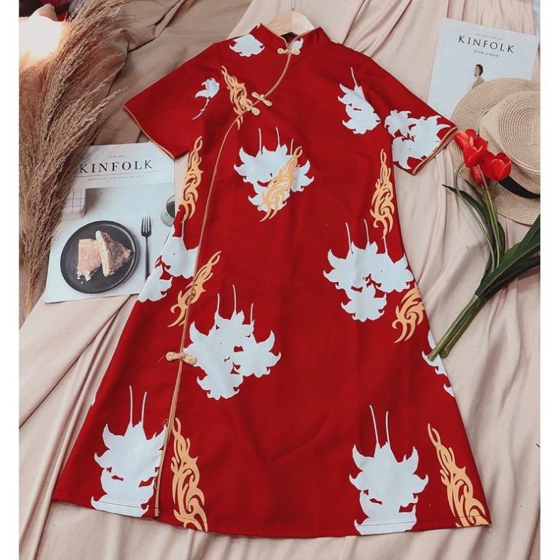 Đầm Body Cổ Tàu, Sườn Xám Trung Hoa Cách Tân Chất Lụa Hàng Quảng Châu Form Dáng Siêu Đẹp. | BigBuy360 - bigbuy360.vn