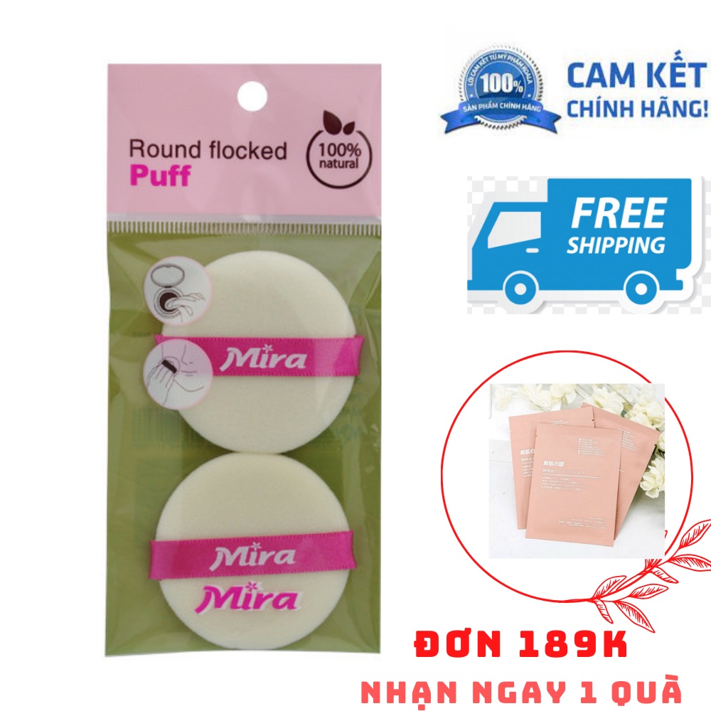 combo 2 miếng Bông phấn trang điểm tròn khô Mira 5.5cm