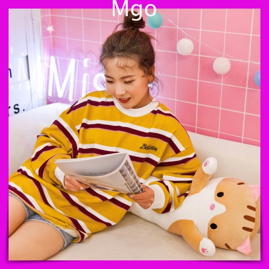 Gối Ôm Gấu Bông Mèo Dài Mền Mại Bông Tuyết Siêu Mịn Siêu Mát Dễ Thương Ôm Ngủ Cực Thích Big Size 110Cm