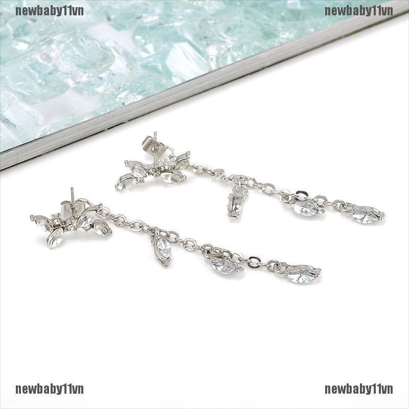 Đôi bông tai dài tua rua hình lá cây thời trang cho nữ