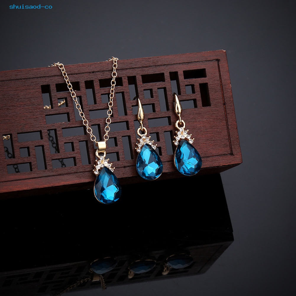 Set Vòng cổ Và Bông Tai Đính Đá Phong Cách Vintage