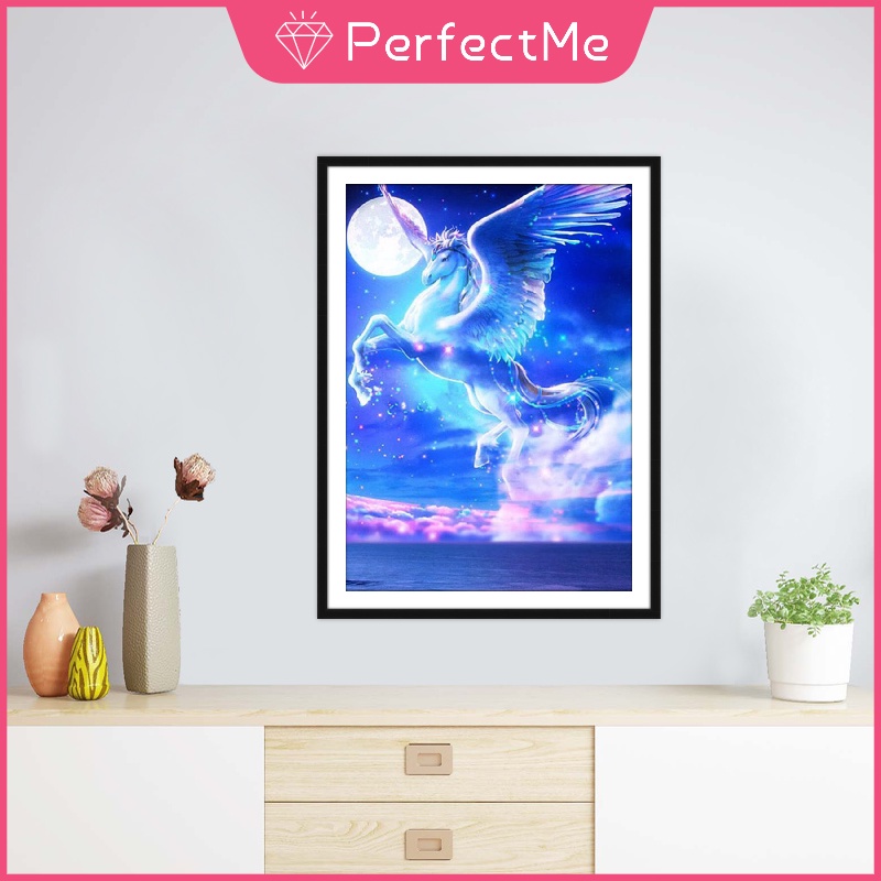 Bộ tranh đính đá DIY họa tiết kỳ lân 5D độc đáo kích thước 30x40cm tiện dụng trang trí nội thất