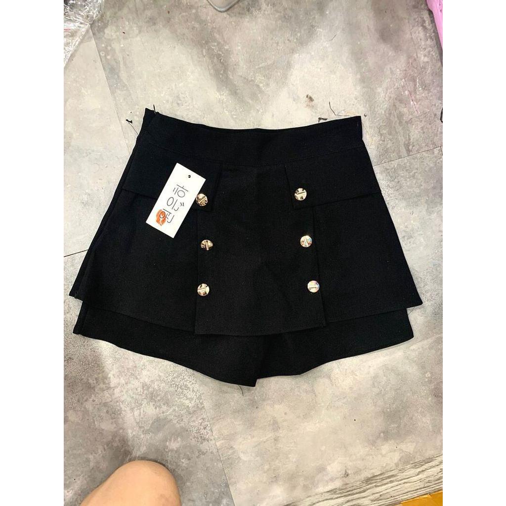 chân váy ngắn lưng cao nhiều khuy khuy 2 tầng phong cách hàn quốc quyến rũ