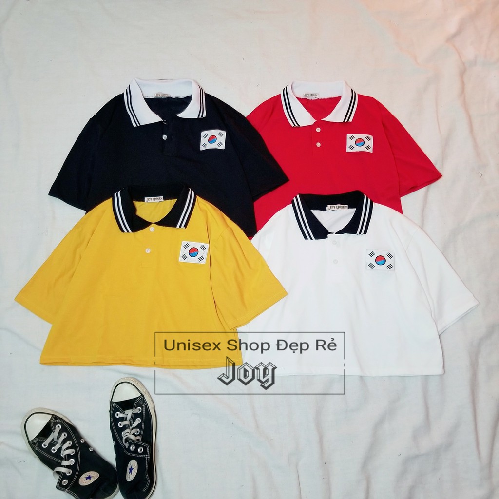 ÁO THUN CROPTOP FORM RỘNG TAY LỠ ULZZANG CỔ BẺ PETER - ÁO NHÓM CROP NGẮN TAY THÊU LÁ CỜ HÀN 14
