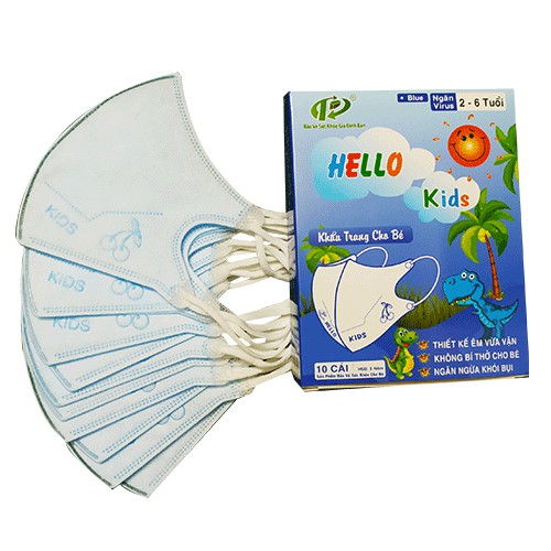 Khẩu trang 3D trẻ em Hello Kids kháng khuẩn (4 lớp)