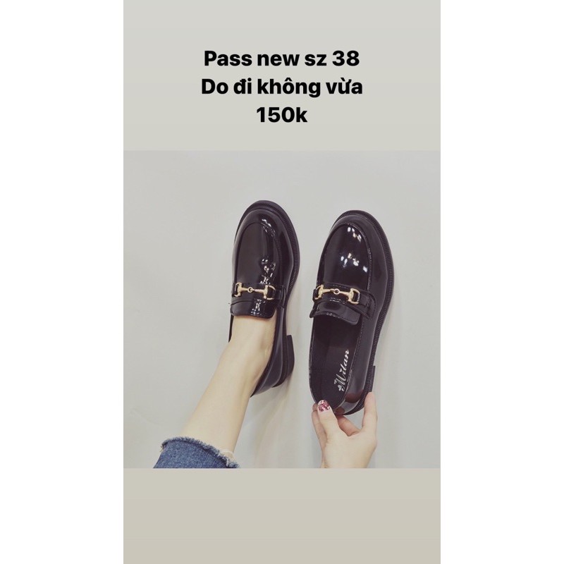 Pass Giầy Oxford Da Đen Size 38