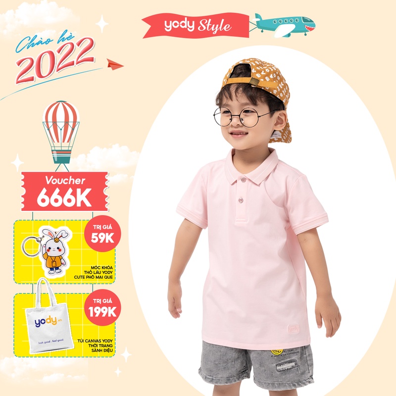 Áo polo trẻ em Pima YODY an toàn, kháng khuẩn êm dịu cho da bé - KID3261
