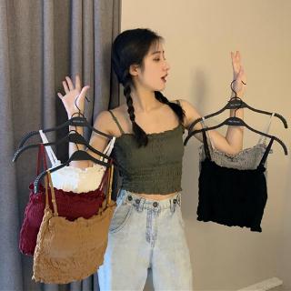 Áo sát nách hai dây dạng ống viền xếp nếp thời trang mùa hè