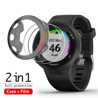 Ốp bảo vệ bằng tpu mềm + kính cường lực cho đồng hồ thông minh Garmin Forerunner 45 2 + 1