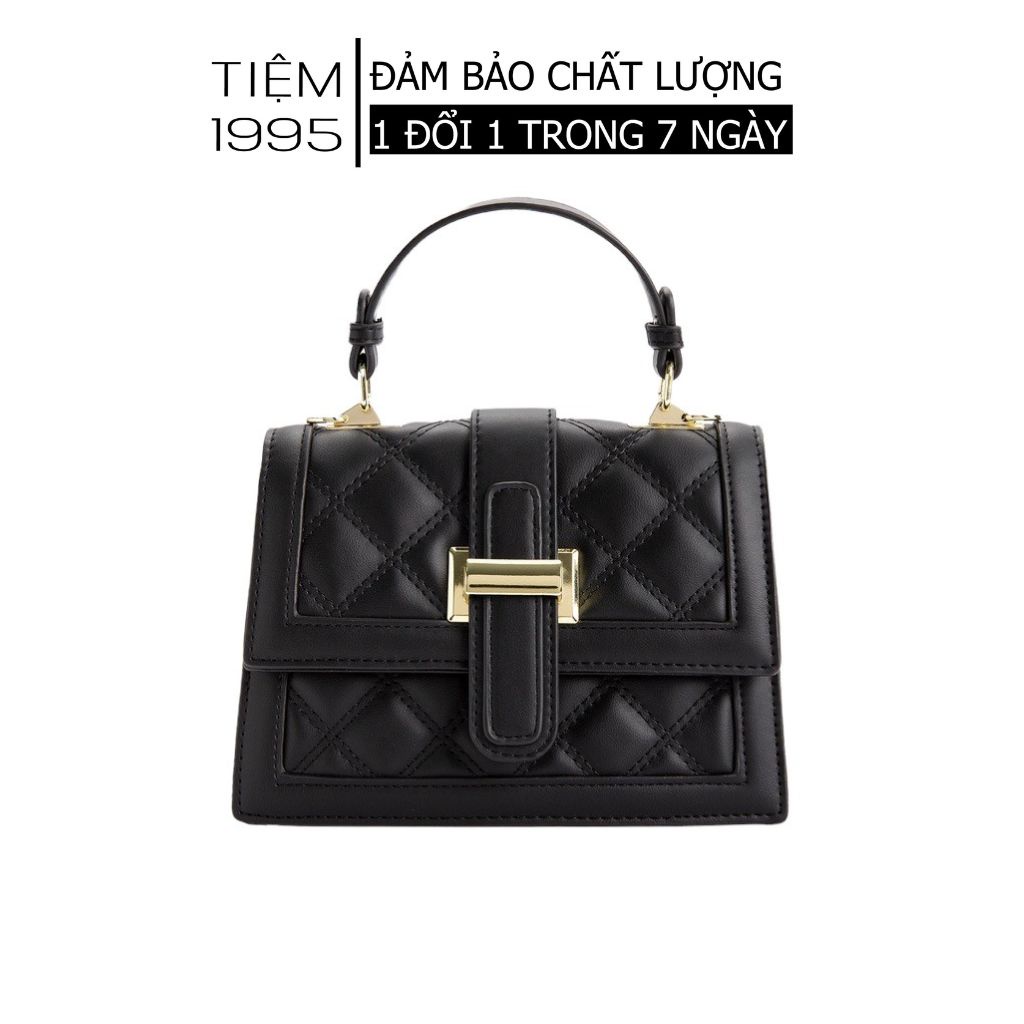 Túi xách nữ, túi xách công sở ô trám nắp gập da mịn size 20 - TXN033