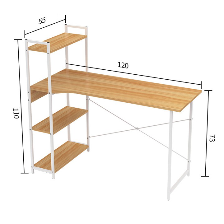 Bàn học ,làm việc chân sắt T208 (120*55*110 cm) kèm giá sách thuận lợi cho việc học,tiết kiệm diện tích
