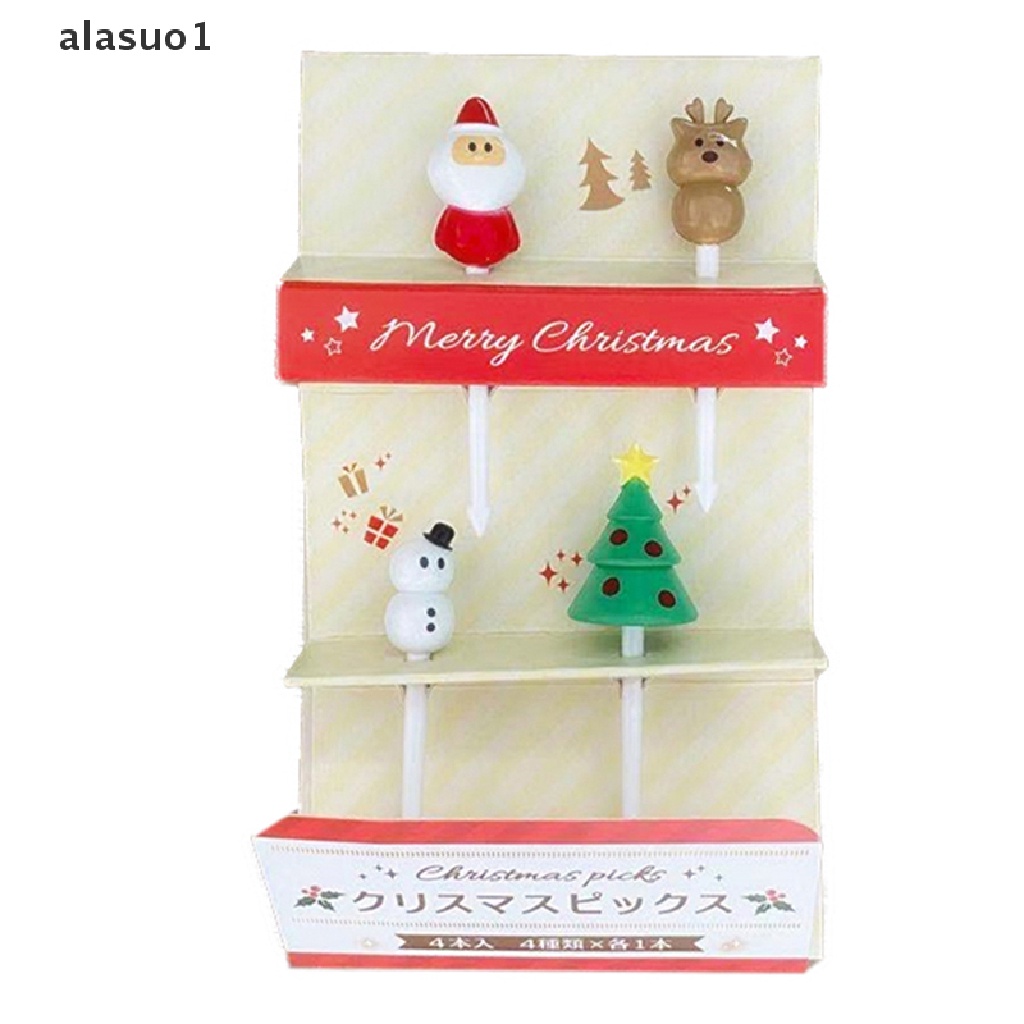 [alasuo1] Nĩa Ăn Trái Cây / Bánh Ngọt Bằng Nhựa Cỡ Nhỏ Hình Hoạt Hình Sáng Tạo Giáng Sinh [V