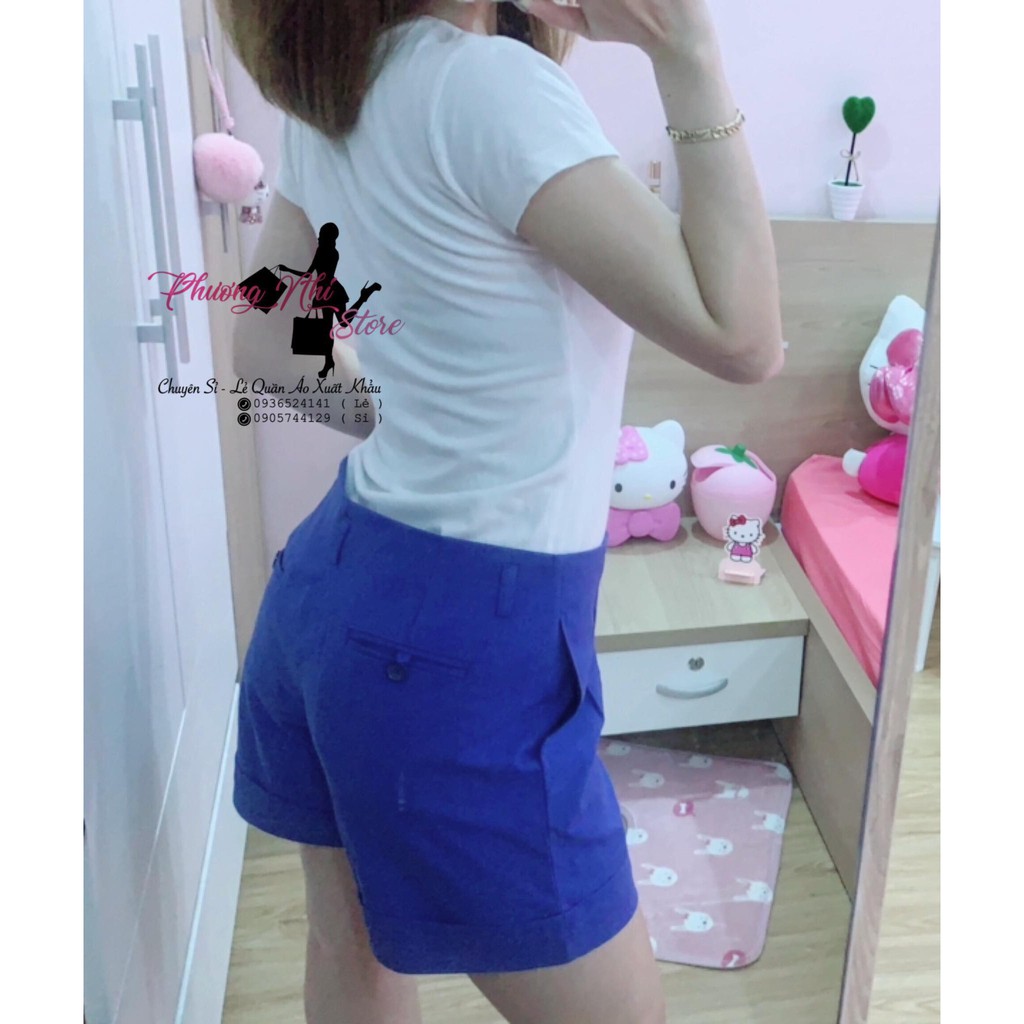 QUẦN SHORTS LINEN MÀU XANH COBAN