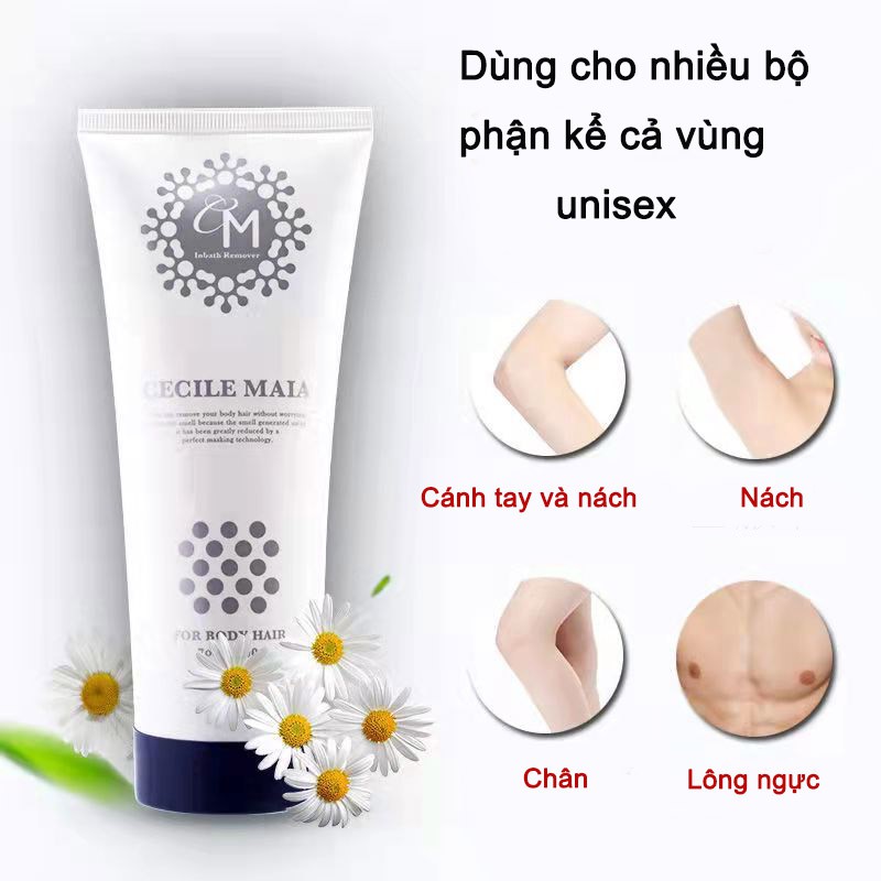 Kem Tẩy Lông Cho Da Nhạy Cảm Cecile Maia Hair Removal Cream 200g Triệt Sạch Mọi Loại Lông An Toàn Cho Da