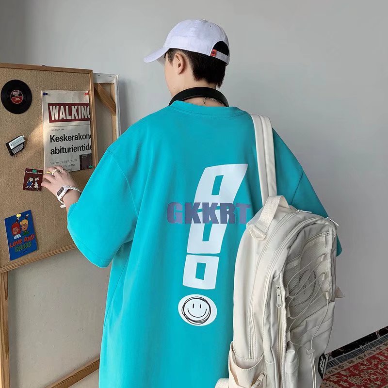 Áo Thun Tay Ngắn Dáng Rộng In Họa Tiết Phong Cách Hip Hop Hồng Kông Thời Trang Mùa Hè Cá Tính Cho Nam