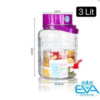 Bình ngâm thủy tinh quai xách nắp tím 3 lít có van – qx3lv