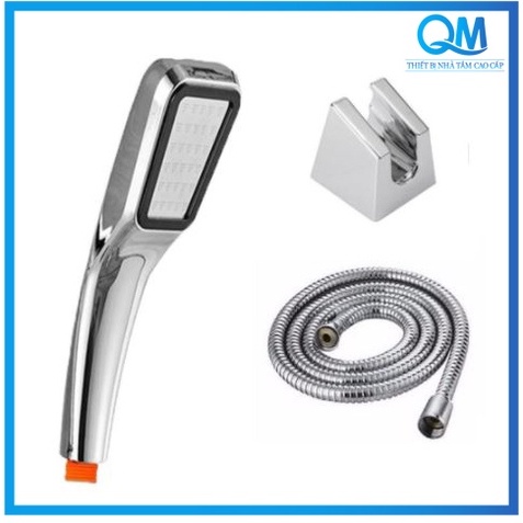 Bộ tay sen tắm vòi sen tăng áp vuông nhựa ABS mạ Crom mặt inox 304 chống rỉ sét thế hệ mớ , đủ bộ tay+dây+c