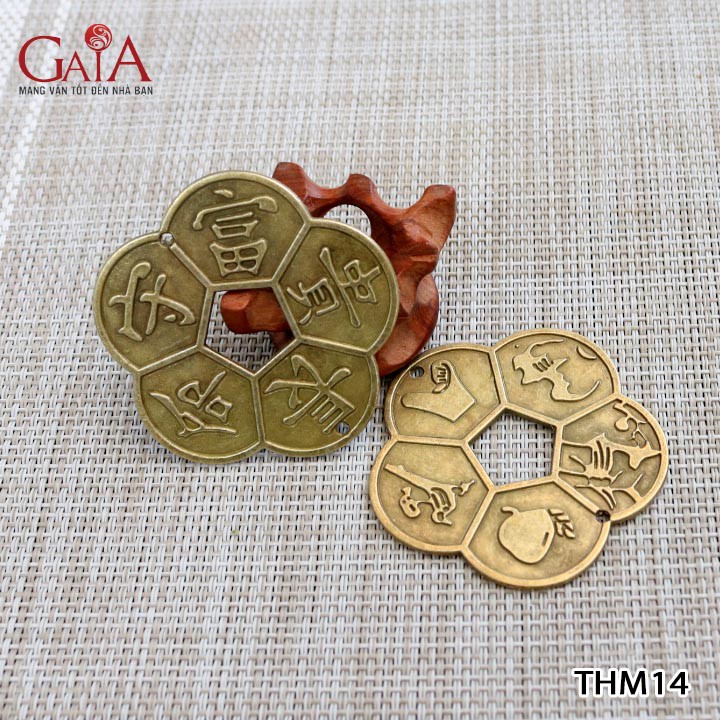 Đồng xu hoa mai 5 cánh liền khắc nổi 2 mặt 55mm THM14 | BigBuy360 - bigbuy360.vn