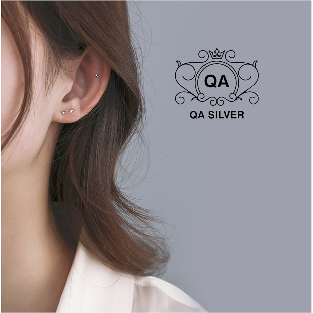 Bông tai bạc 925 nụ nhí mini khuyên nam nữ tam giác ngôi sao vuông S925 PETITE Silver Earrings QA Silver EA200606