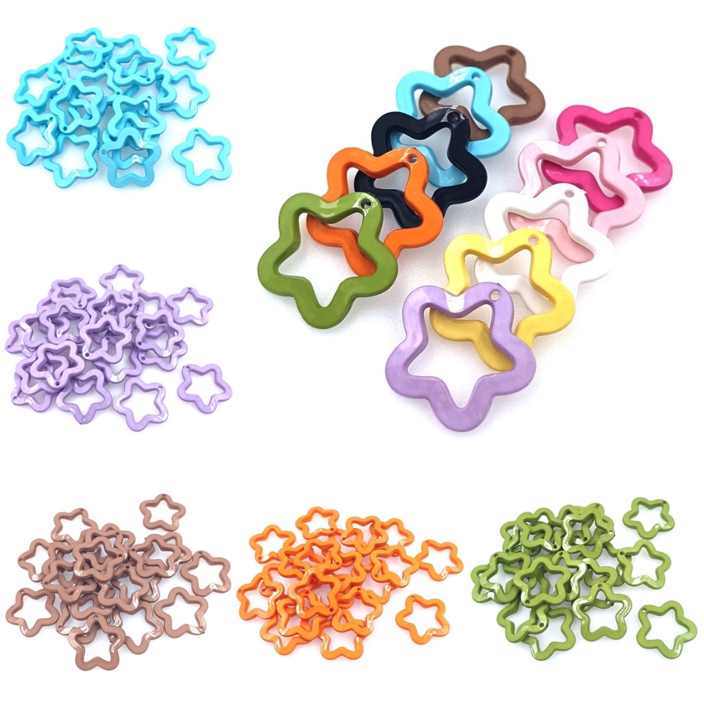 Set 10 Hạt Cườm Acrylic Hình Ngôi Sao Màu Kẹo 30mm Làm Trang Sức Thời Trang DIY