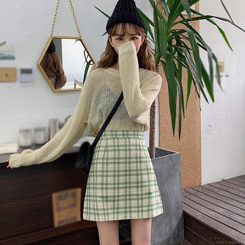 Chân Váy Ngắn Họa Tiết Caro Thời Trang Hàn Quốc