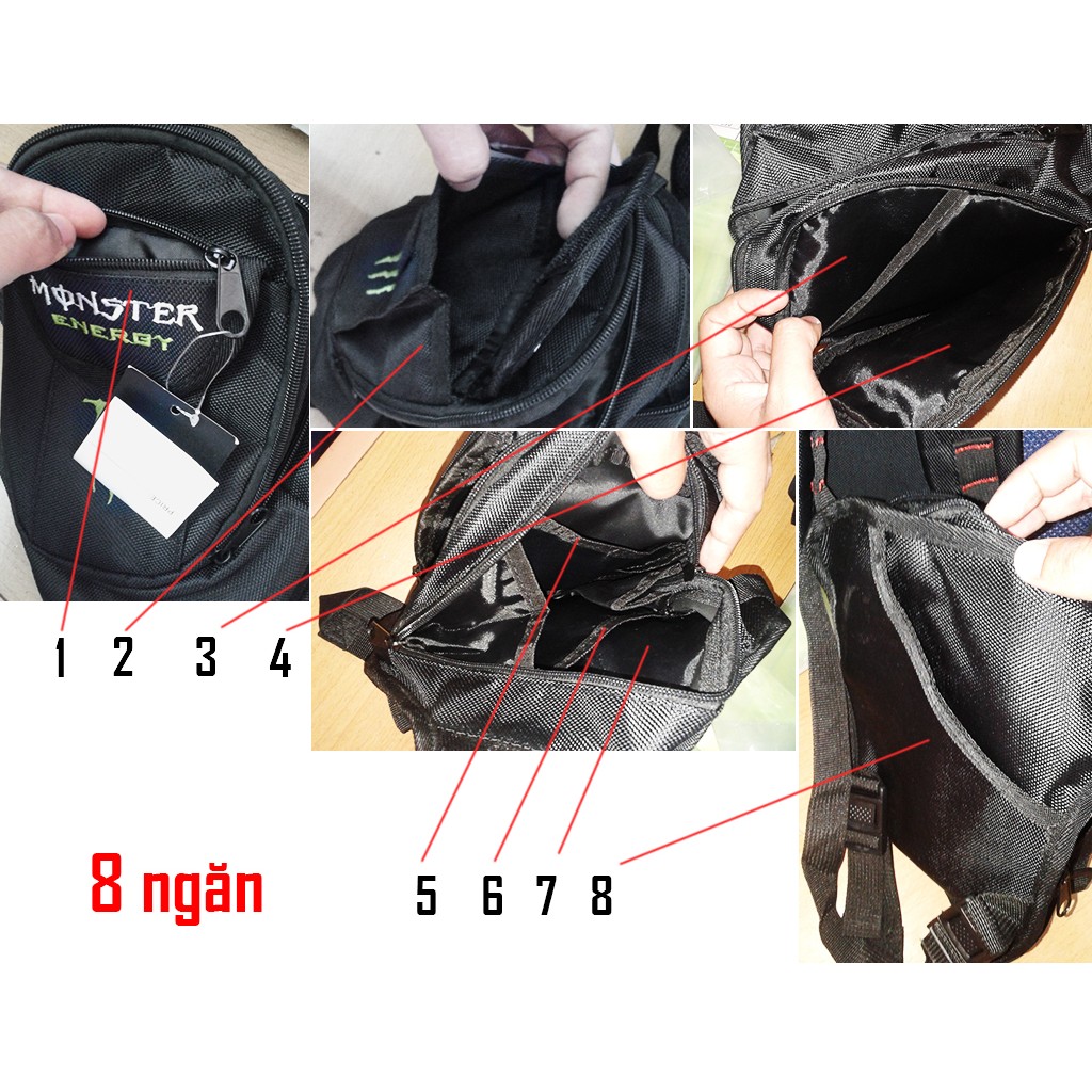 Túi đeo hông 8 ngăn đeo thắt lưng phượt Monster