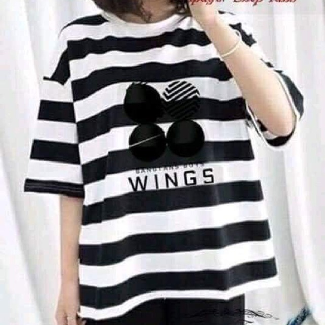 Áo kẻ ngang đen trắng WINGS