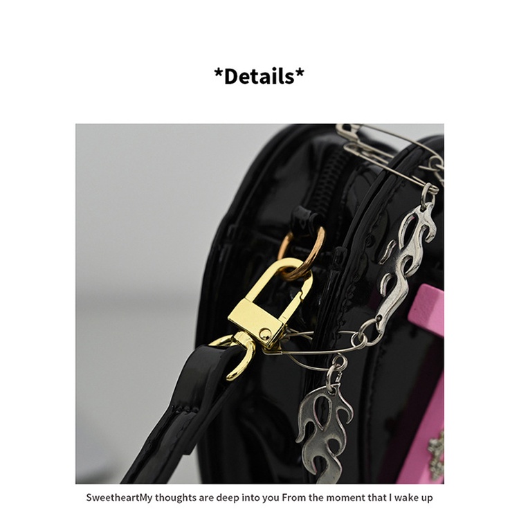 Túi Đeo Chéo Bằng Da Bóng Hình Trái Tim Độc Đáo Thời Trang 2022