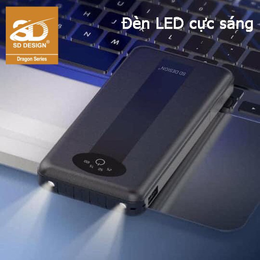 Sạc dự phòng chính hãng SD DESIGN G01 dung lượng 10.000 mAh có đầy đủ chân sạc cho iphone, samsung, xiaomi