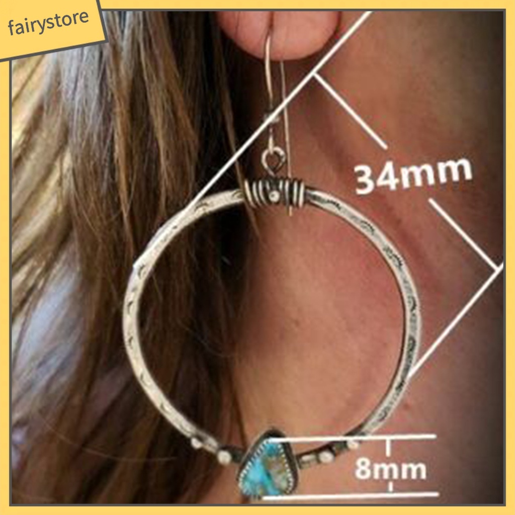 1 Đôi Bông Tai Tròn Đính Đá Phong Cách Vintage Dành Cho Nữ