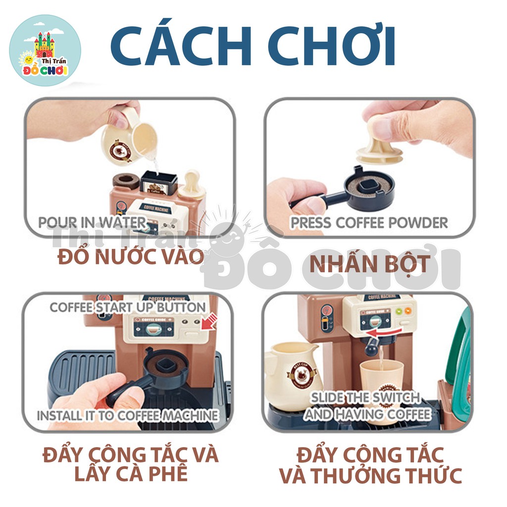 Bộ đồ chơi nấu ăn mẫu máy pha cafe kèm quầy bánh ngọt và menu cho bé 668-94