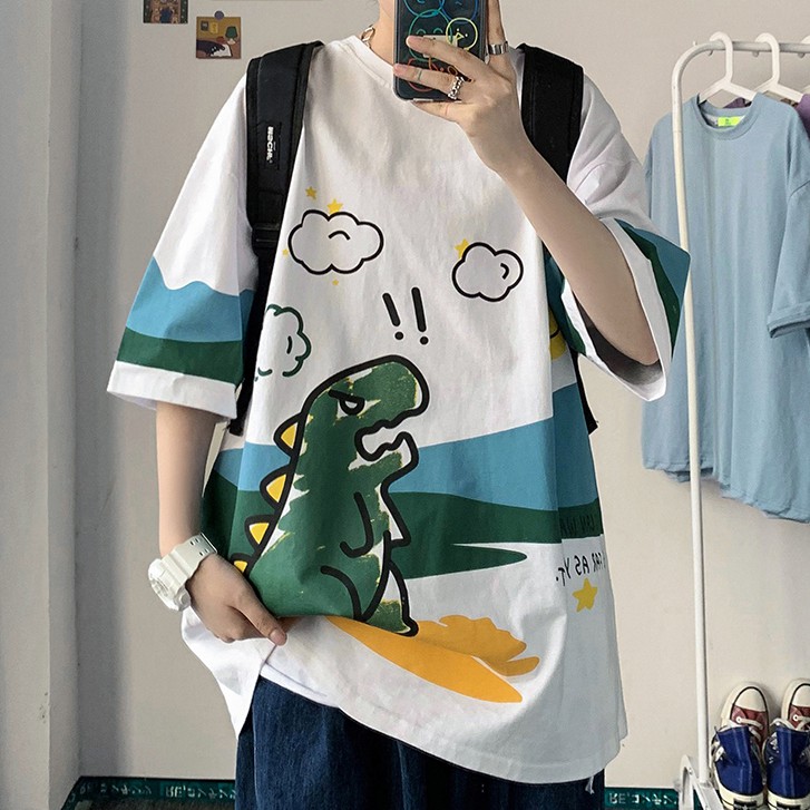 Áo thun tay ngắn in hình trẻ trung phong cách hàn quốc cho cặp đôi