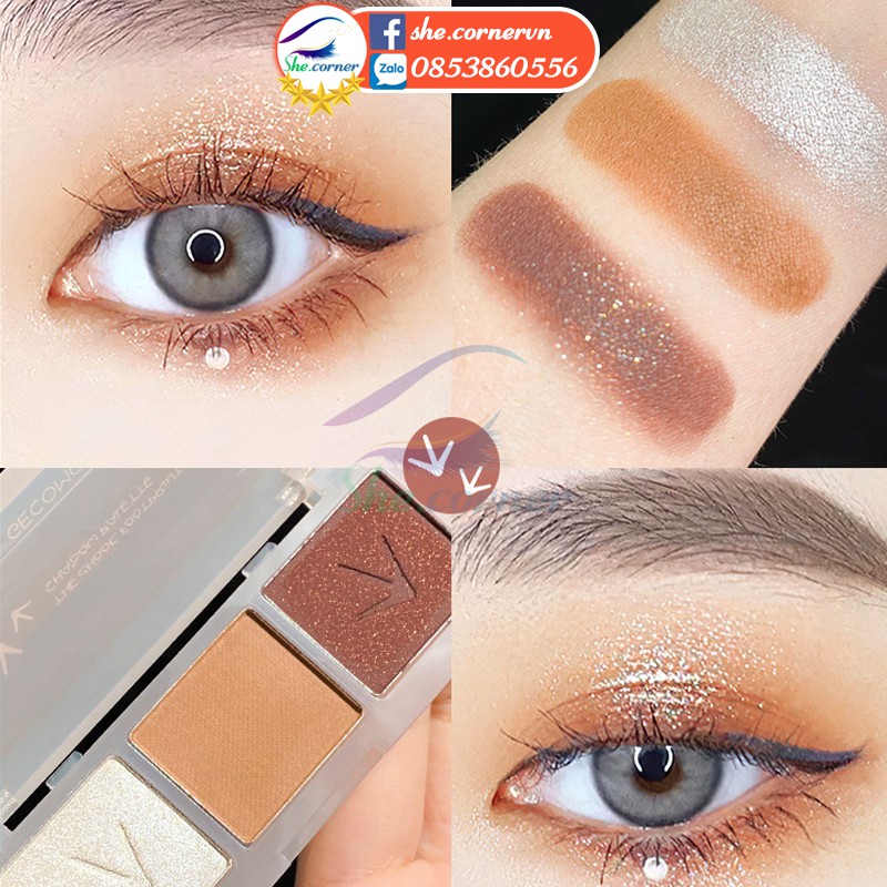 Bảng phấn mắt 3 màu GECOMO 202015 Cute Claw Three-Color Eyeshadow Palette siêu đẹp nhỏ gọn tiện dụng