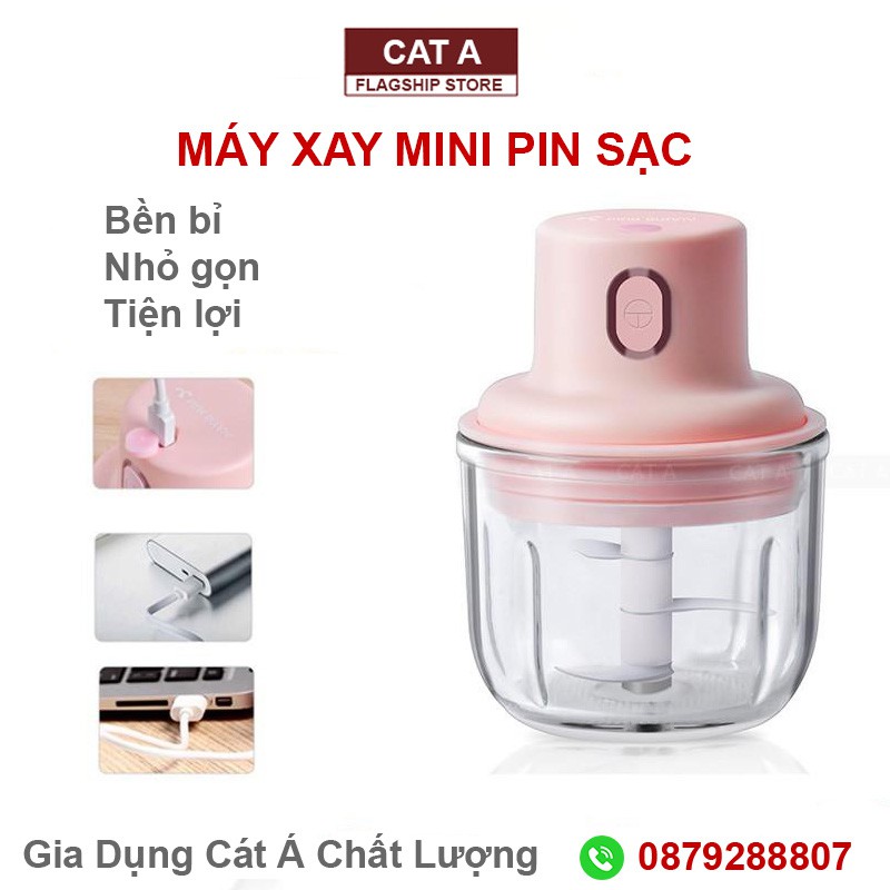 Máy Xay MINI CHÍNH HÃNG - Xay thịt, hoa quả, gia vị: tỏi, ới, hành - Sạc USB tiên lợi, nhỏ gọn, đa năng [M5]