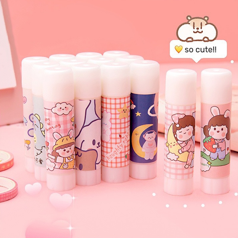 Bộ 5 Cây Keo Dán Nhanh Khô Họa Tiết Hoạt Hình Dễ Thương Tiện Dụng Trang Trí Sổ Tay