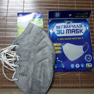 Khẩu trang 3D Mask màu xám ( túi 5 cái)