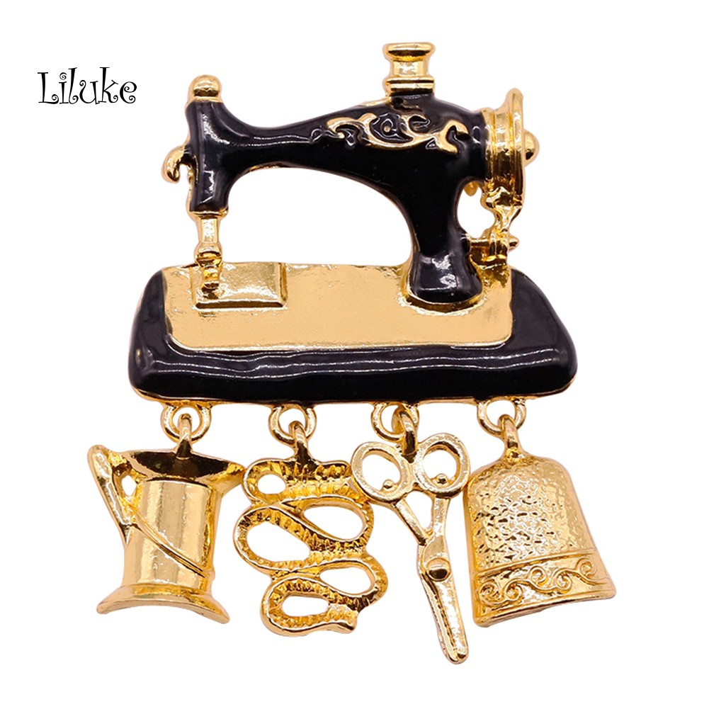 【LK】Women Vintage Sewing Machine Brooch Pin Shirt Sweater Neck Clip Backpack Badge