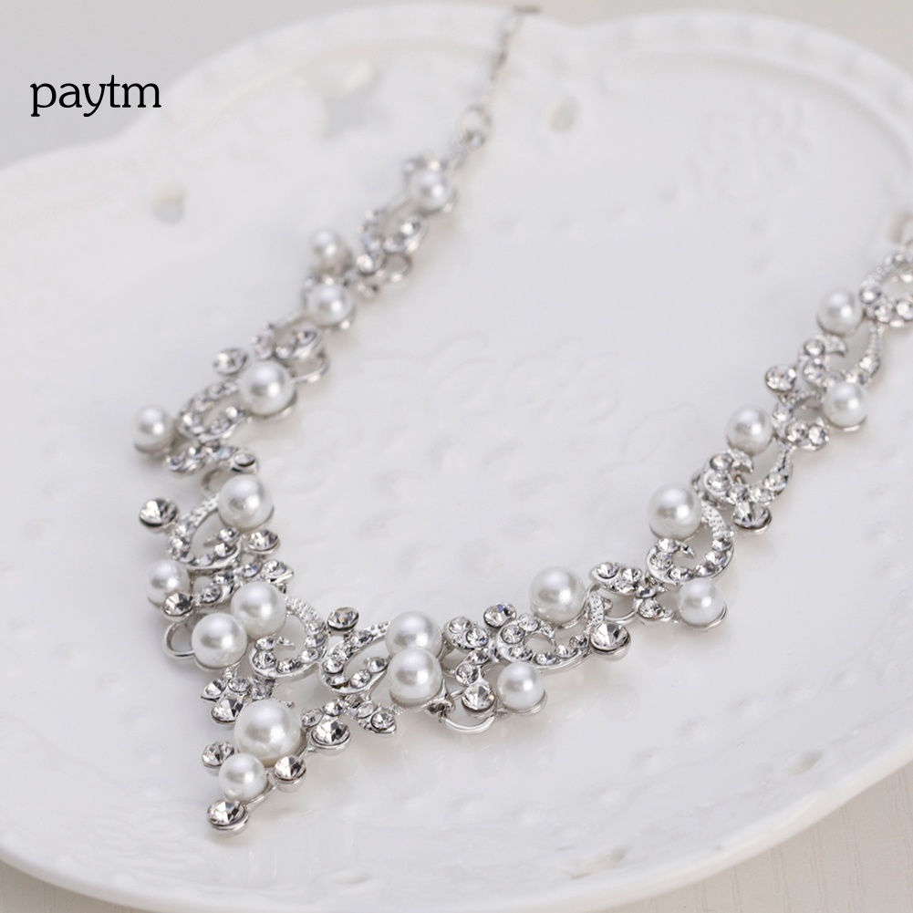 Bộ Vòng cổ + Bông Tai Bằng Hợp Kim Đính Ngọc Trai Nhân Tạo Thời Trang Cho Nữ