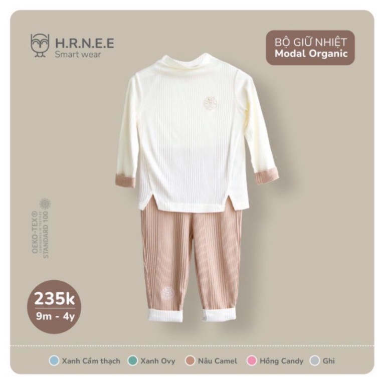 Bộ giữ nhiệt Modal Organic Hrnee mầu pastel