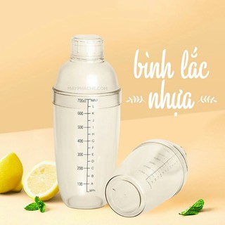 Bình lắc pha chế shaker nhựa 700 ml trà sữa Cocktail vạch đen rõ ràng