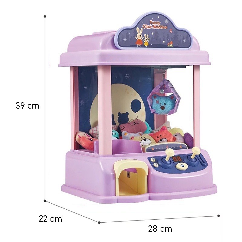 Máy gắp thú bông mini cho bé kích thước lớn, có nhạc có đèn, sẵn nhiều gấu bông cho bé