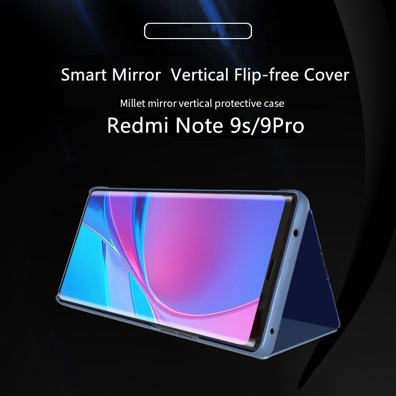 Bao Da Điện Thoại Nắp Lật Tráng Gương Chống Sốc Màu Hồng / Đen Cho Xiaomi Redmi Note 9s Note9S Ốp