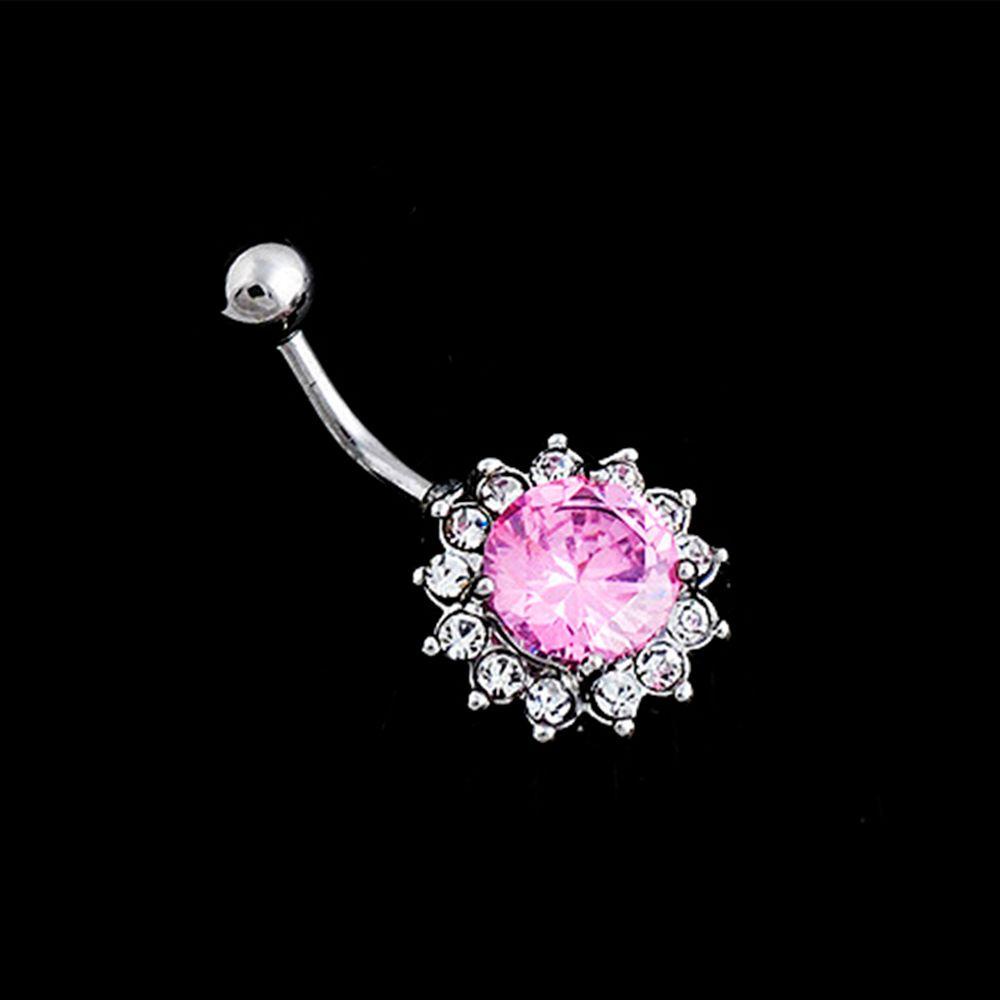 Qqmall Khuyên Rốn Dạng Thanh Tạ Hoa Sáng Bóng Làm Đẹp|Nhẫn Đính Đá Zircon Sang Trọng|Bộ Đồ Liền Thân Thời Trang Cá Tính